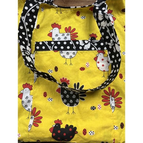 The Unbranded Brand Handbags - handmade tote bag Chickens Hens Reversible Cotton Double Handle Barnyard Kitch